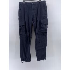 THE STRONGHOLD Men's Navy Blue Relaxed-Fit Straight-Leg Cargo Pants SZ 34x30